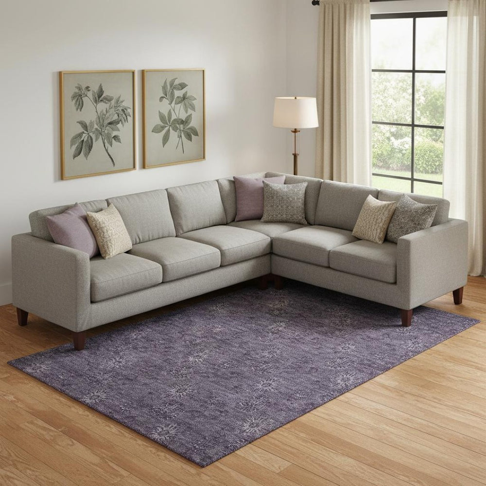 HomeRoots 8' X 10' Elegant Eggplant and Ivory Floral Area Rug – Stain Resistant, UV Protected, Washable! 665318