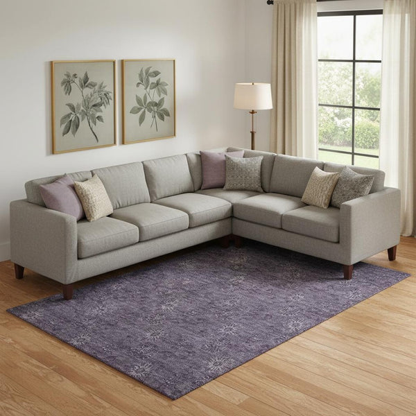 HomeRoots 8' X 10' Elegant Eggplant and Ivory Floral Area Rug – Stain Resistant, UV Protected, Washable! 665318