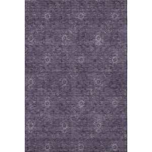 HomeRoots 8' X 10' Elegant Eggplant and Ivory Floral Area Rug – Stain Resistant, UV Protected, Washable! 665318