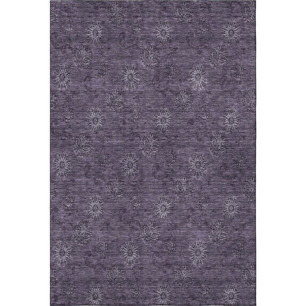 HomeRoots 8' X 10' Elegant Eggplant and Ivory Floral Area Rug – Stain Resistant, UV Protected, Washable! 665318