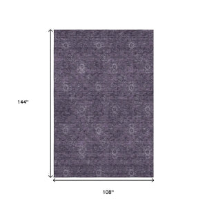 HomeRoots 9' X 12' Eggplant Floral Area Rug - Washable, UV Protected, Durable & Pet-Friendly for Stylish Homes 665319