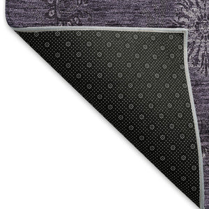 HomeRoots 9' X 12' Eggplant Floral Area Rug - Washable, UV Protected, Durable & Pet-Friendly for Stylish Homes 665319