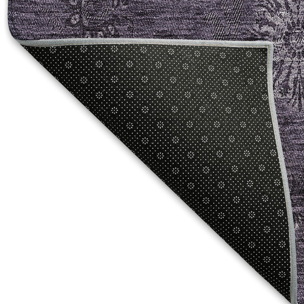 HomeRoots 9' X 12' Eggplant Floral Area Rug - Washable, UV Protected, Durable & Pet-Friendly for Stylish Homes 665319