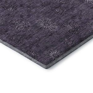 HomeRoots 9' X 12' Eggplant Floral Area Rug - Washable, UV Protected, Durable & Pet-Friendly for Stylish Homes 665319
