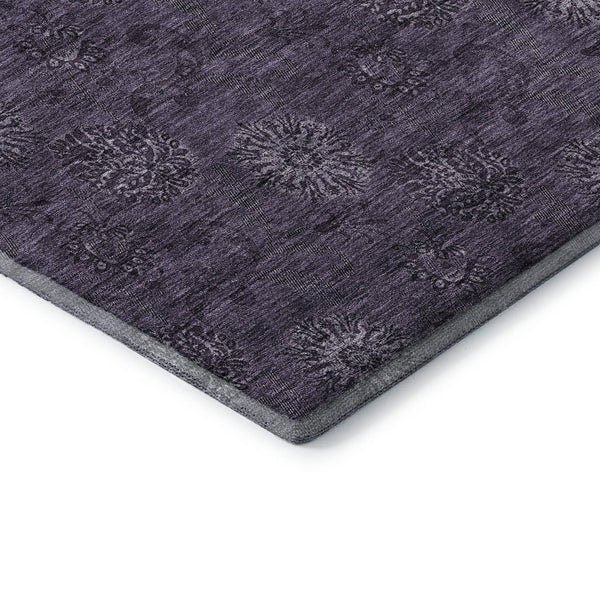 HomeRoots 9' X 12' Eggplant Floral Area Rug - Washable, UV Protected, Durable & Pet-Friendly for Stylish Homes 665319