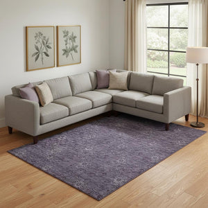 HomeRoots 10' X 14' Eggplant Floral Washable Area Rug with UV Protection – Stylish, Durable, and Easy-Care Design 665320