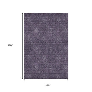 HomeRoots 10' X 14' Eggplant Floral Washable Area Rug with UV Protection – Stylish, Durable, and Easy-Care Design 665320
