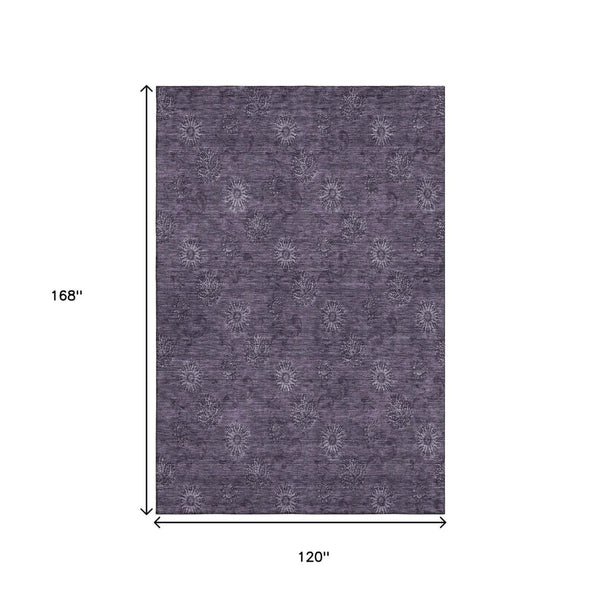 HomeRoots 10' X 14' Eggplant Floral Washable Area Rug with UV Protection – Stylish, Durable, and Easy-Care Design 665320