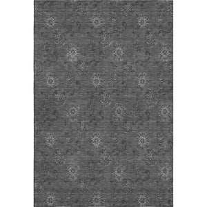 HomeRoots 8' X 10' Gray and Silver Floral Area Rug - Washable, Stain Resistant, UV Protected for Busy Homes 665324