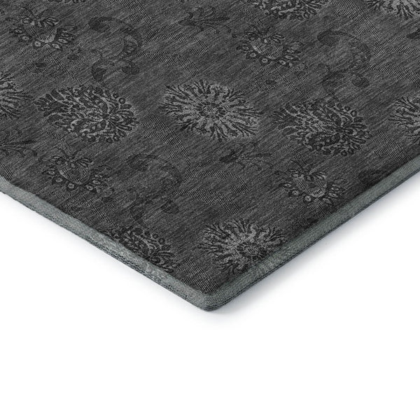 HomeRoots 8' X 10' Gray and Silver Floral Area Rug - Washable, Stain Resistant, UV Protected for Busy Homes 665324