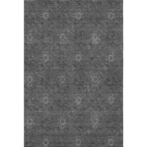 HomeRoots 9' X 12' Gray And Silver Floral Area Rug – Durable, Washable, UV-Protected Design for Stylish Living Spaces 665325