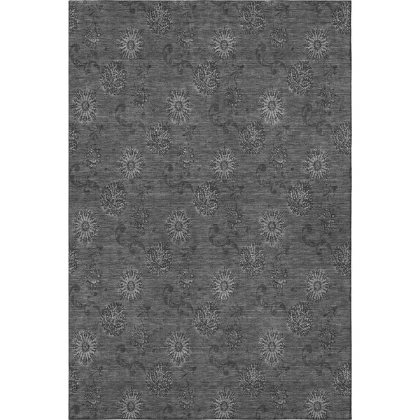 HomeRoots 9' X 12' Gray And Silver Floral Area Rug – Durable, Washable, UV-Protected Design for Stylish Living Spaces 665325