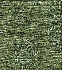 HomeRoots 8' X 10' Olive Green Floral Area Rug - Washable, Stain-Resistant, UV Protected for Family Homes 665330