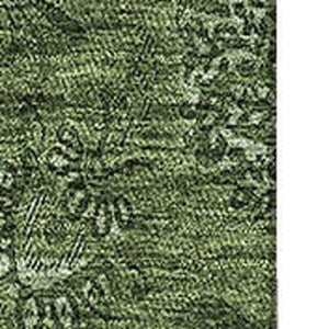 HomeRoots 9' X 12' Olive Green & Ivory Floral Washable Area Rug - Durable, UV-Protected, Perfect for Families! 665331