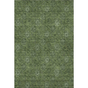 HomeRoots 10' X 14' Olive Green Floral Area Rug - Washable, UV Protected, Stain Resistant for Busy Homes 665332