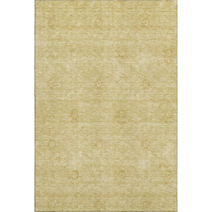 HomeRoots 5' X 8' Gold and Ivory Floral Area Rug - Washable, Stain Resistant, UV Protected for Everyday Elegance 665334