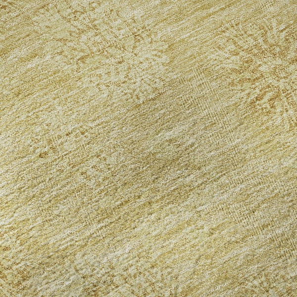 HomeRoots 5' X 8' Gold and Ivory Floral Area Rug - Washable, Stain Resistant, UV Protected for Everyday Elegance 665334