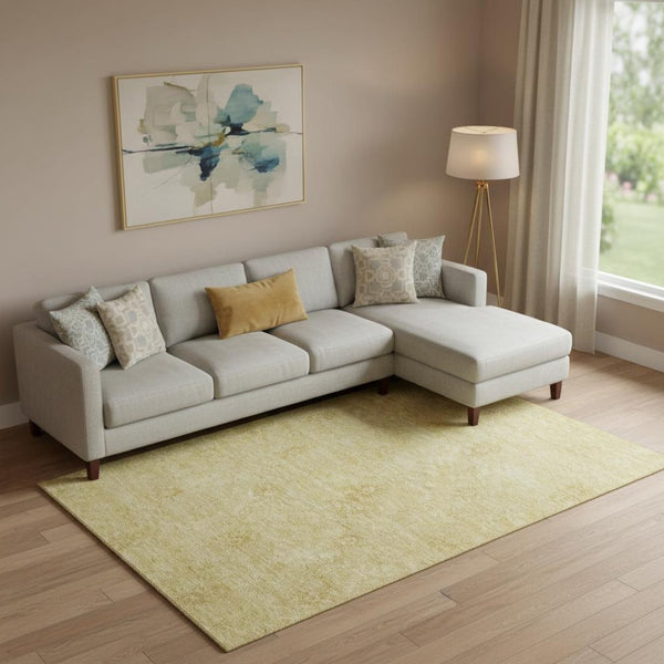 HomeRoots 8' X 10' Gold And Ivory Floral Washable Area Rug - Kid & Pet Friendly, UV Protected, Easy Care! 665336