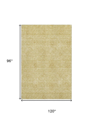 HomeRoots 8' X 10' Gold And Ivory Floral Washable Area Rug - Kid & Pet Friendly, UV Protected, Easy Care! 665336