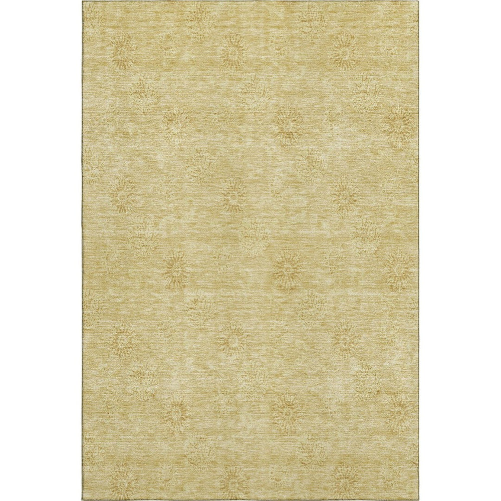 HomeRoots 9' X 12' Gold and Ivory Floral Area Rug - Durable, Washable, UV-Protected for Busy Homes & Style 665337