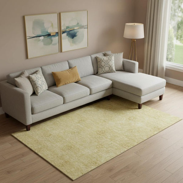 HomeRoots 10' Gold and Ivory Floral Washable Area Rug - Durable, Stain-Resistant, UV Protected for Any Room 665338