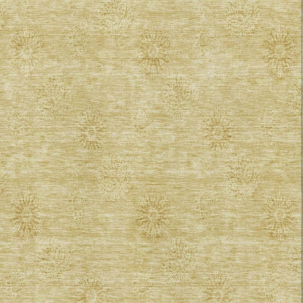 HomeRoots 10' Gold and Ivory Floral Washable Area Rug - Durable, Stain-Resistant, UV Protected for Any Room 665338