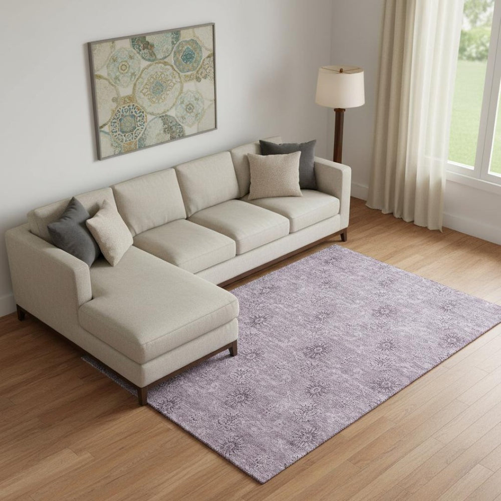 HomeRoots 8' X 10' Elegant Plum and Ivory Floral Area Rug - Washable, Stain-Resistant, UV Protected Beauty 665354