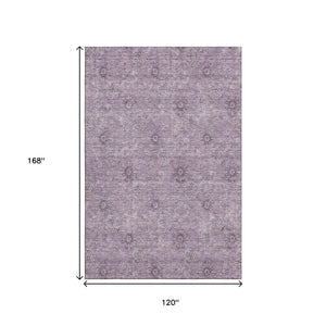 HomeRoots 10' X 14' Floral Area Rug in Plum & Ivory - Washable, UV-Protected, Durable for Busy Homes! 665356