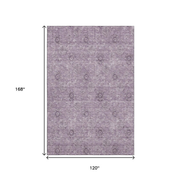 HomeRoots 10' X 14' Floral Area Rug in Plum & Ivory - Washable, UV-Protected, Durable for Busy Homes! 665356