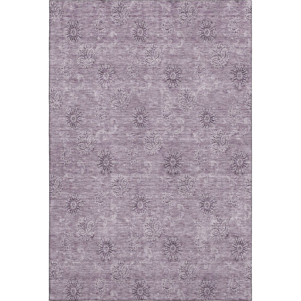 HomeRoots 10' X 14' Floral Area Rug in Plum & Ivory - Washable, UV-Protected, Durable for Busy Homes! 665356