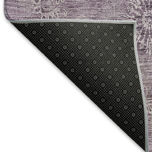 HomeRoots 10' X 14' Floral Area Rug in Plum & Ivory - Washable, UV-Protected, Durable for Busy Homes! 665356