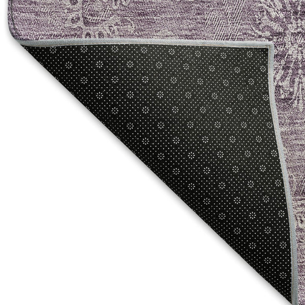 HomeRoots 10' X 14' Floral Area Rug in Plum & Ivory - Washable, UV-Protected, Durable for Busy Homes! 665356