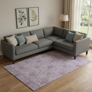 HomeRoots 10' X 14' Floral Area Rug in Plum & Ivory - Washable, UV-Protected, Durable for Busy Homes! 665356