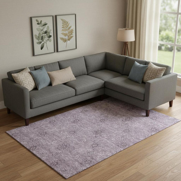 HomeRoots 10' X 14' Floral Area Rug in Plum & Ivory - Washable, UV-Protected, Durable for Busy Homes! 665356