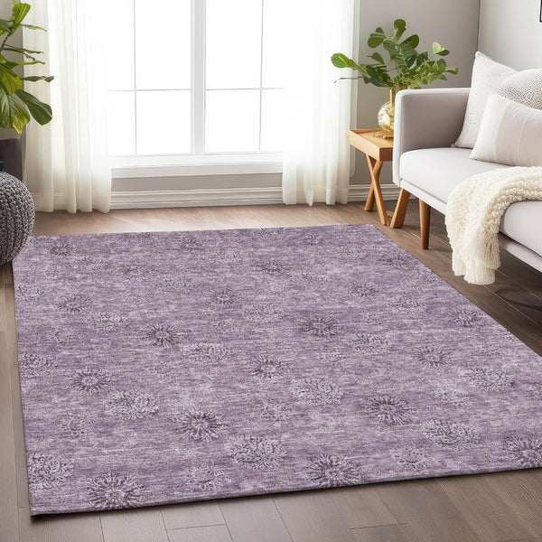 HomeRoots 10' X 14' Floral Area Rug in Plum & Ivory - Washable, UV-Protected, Durable for Busy Homes! 665356