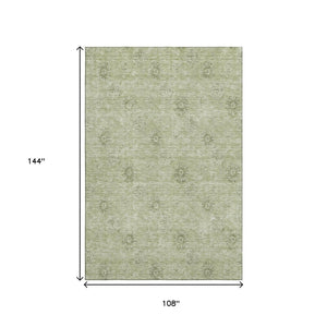 HomeRoots 9' X 12' Sage and Ivory Floral Area Rug - Washable, UV Protected, Stylish & Durable for Everyday Living 665361