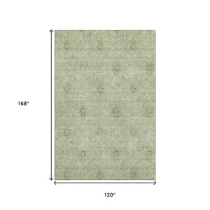 HomeRoots 10' X 14' Sage and Ivory Floral Rug - Washable, UV-Protected, Perfect for High-Traffic Areas! 665362