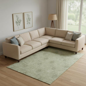 HomeRoots 10' X 14' Sage and Ivory Floral Rug - Washable, UV-Protected, Perfect for High-Traffic Areas! 665362