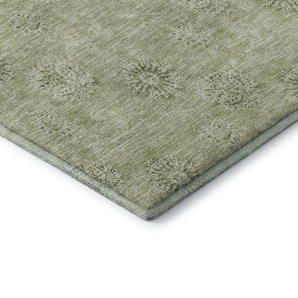HomeRoots 10' X 14' Sage and Ivory Floral Rug - Washable, UV-Protected, Perfect for High-Traffic Areas! 665362