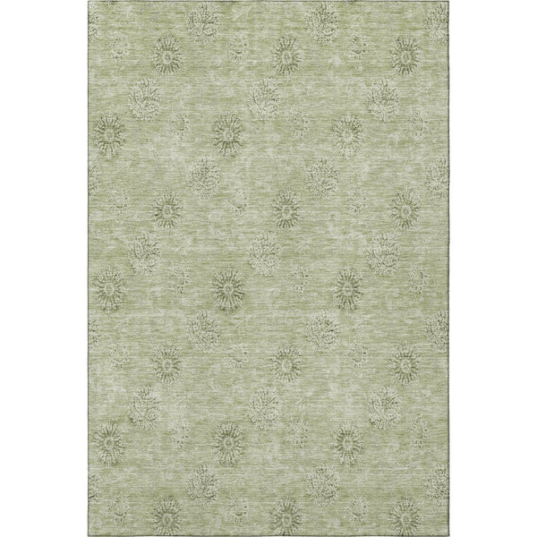 HomeRoots 10' X 14' Sage and Ivory Floral Rug - Washable, UV-Protected, Perfect for High-Traffic Areas! 665362