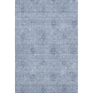 HomeRoots 5' X 8' Sky Blue & Ivory Floral Area Rug - Stain Resistant, UV Protected, Machine Washable, Durable Charm 665364