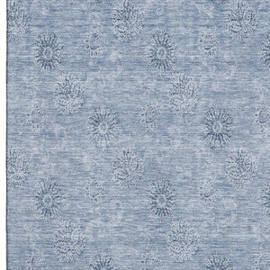 HomeRoots 5' X 8' Sky Blue & Ivory Floral Area Rug - Stain Resistant, UV Protected, Machine Washable, Durable Charm 665364