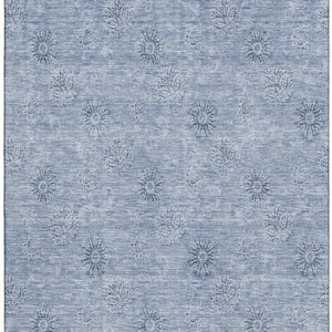 HomeRoots 5' X 8' Sky Blue & Ivory Floral Area Rug - Stain Resistant, UV Protected, Machine Washable, Durable Charm 665364