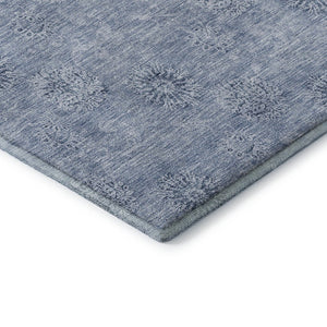 HomeRoots 8' Sky Blue Floral Round Rug - Washable, UV Protected, Stain Resistant, Perfect for Busy Homes 665365