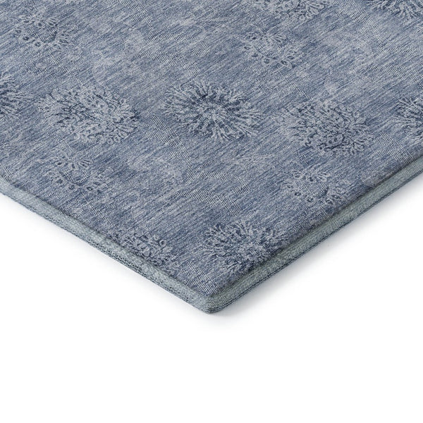 HomeRoots 8' Sky Blue Floral Round Rug - Washable, UV Protected, Stain Resistant, Perfect for Busy Homes 665365