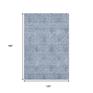 HomeRoots 10' Sky Blue & Ivory Floral Washable Area Rug – Durable, UV-Protected, Perfect for Family Living Spaces 665368