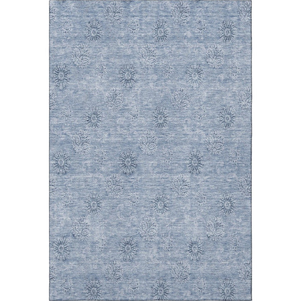 HomeRoots 10' Sky Blue & Ivory Floral Washable Area Rug – Durable, UV-Protected, Perfect for Family Living Spaces 665368