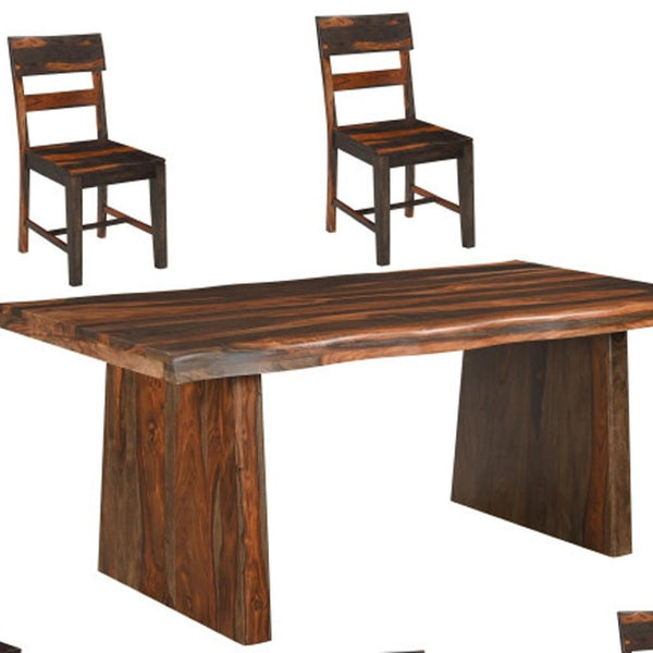 HomeRoots Seven Piece Solid Wood Dining Set with Ladder-Back Chairs & Bench for Stylish Family Meals 665378