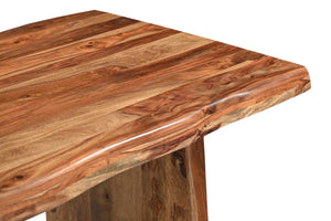 HomeRoots Nine-Piece Brown Solid Wood Dining Set - Durable Table, 8 Ladder-Back Chairs & 1 Bench for Gatherings 665382