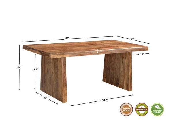 HomeRoots Nine-Piece Brown Solid Wood Dining Set - Durable Table, 8 Ladder-Back Chairs & 1 Bench for Gatherings 665382